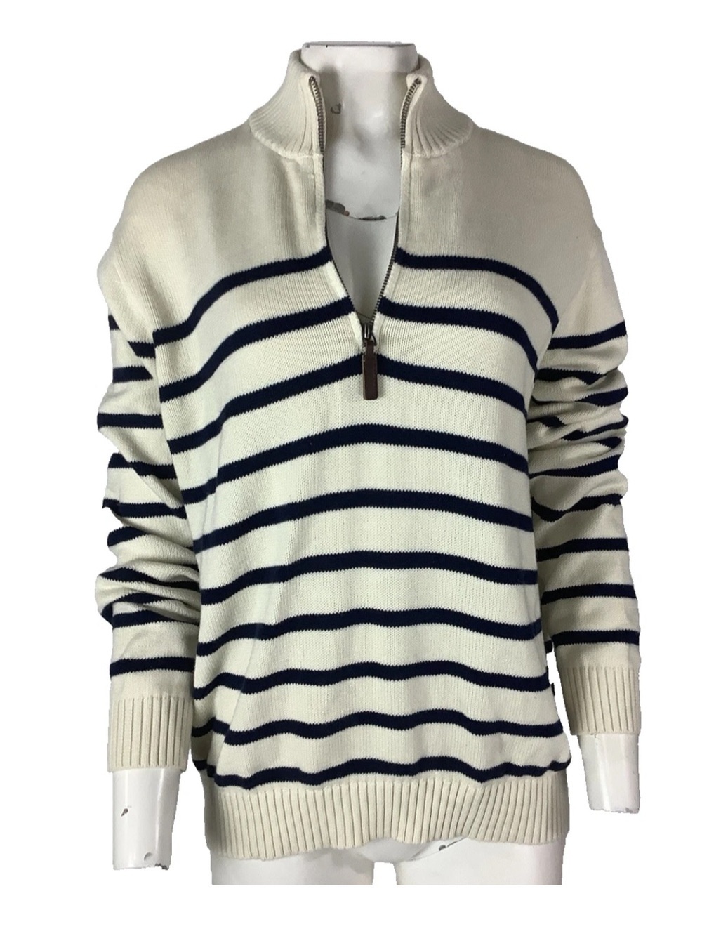 Brandy Melville OS 100% Cotton Nautical Striped Henley Neck Pullover Sweater